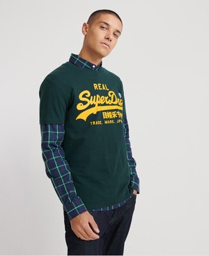 Superdry Vintage Logo 1st Férfi Pólók MélyZöld | WPDVM5746